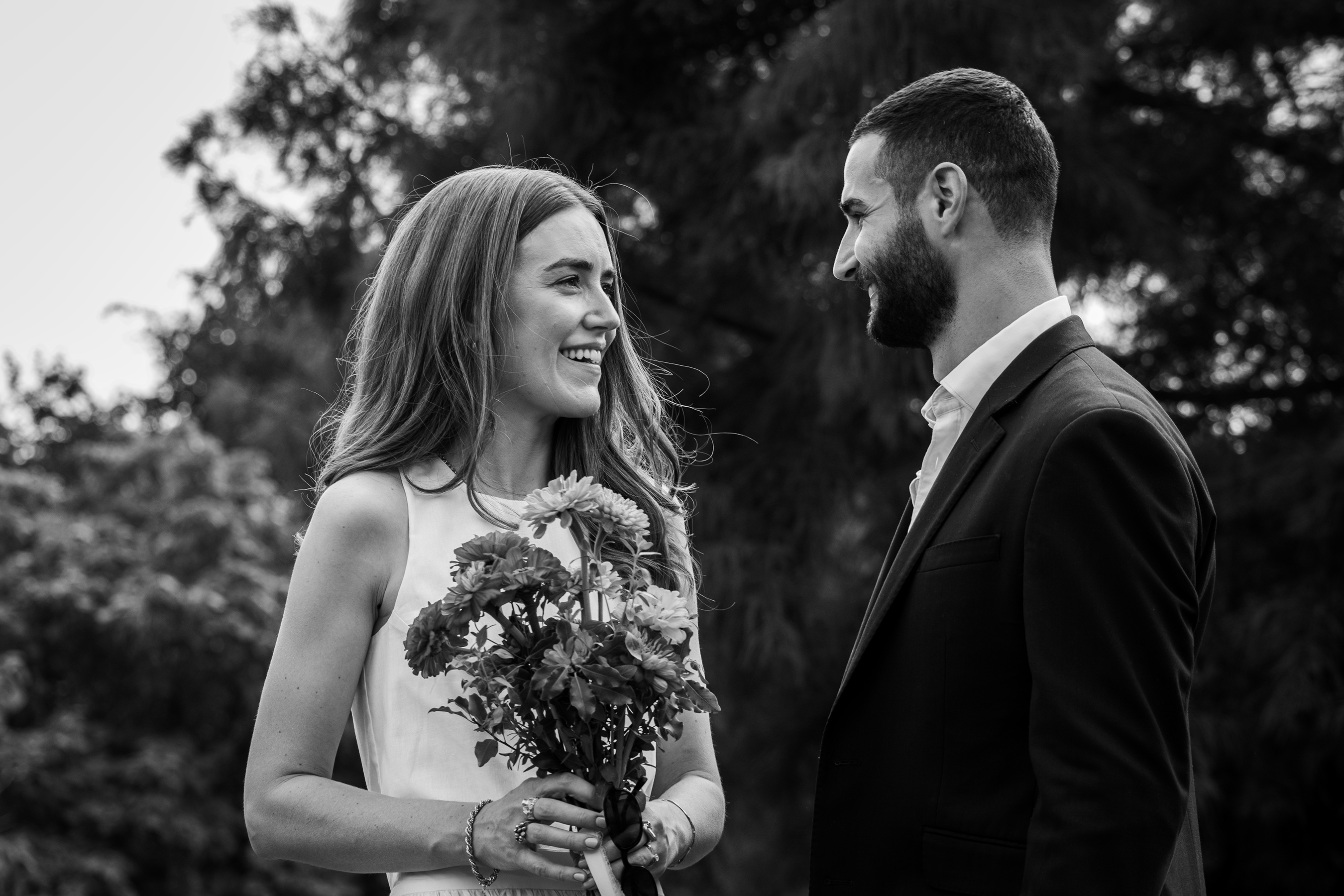 Bride and groom couple portrait at London wedding